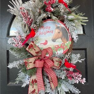 Festive Holiday Wreath with Red Accents